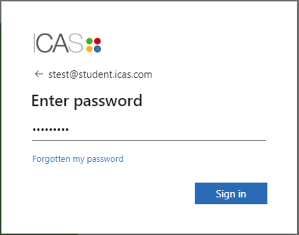 screenshot of password pop up
